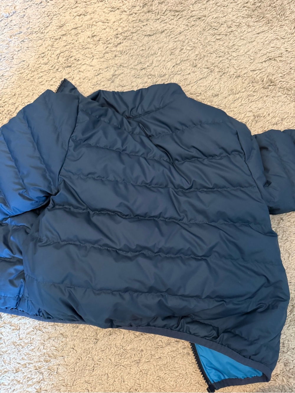 REI Toddler Navy Puffer Jacket with Bright Blue Liner - Picture 7 of 7
